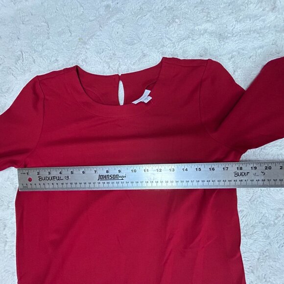 J.Jill Womens Small Red Ponte Knit 3/4-Sleeve Classy Peplum Dress Stretch Casual - Picture 5 of 9